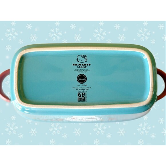 Sanrio Hello Kitty Christmas Ceramic Snow Globe Loaf Pan Baking 9"L x 5"W (NEW) - Picture 3 of 5